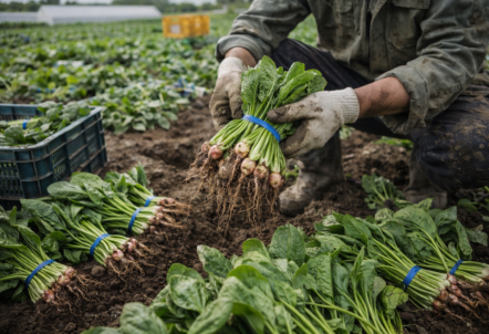 国産ほうれん草の生産農場