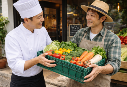 地産地消の食材を仕入れる飲食店