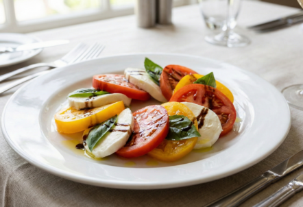 黄色いトマトを使用したプロ仕様のカプレーゼ