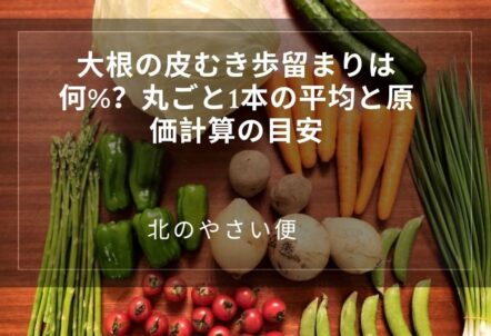 大根の皮むき歩留まりは何%？丸ごと1本の平均と原価計算の目安